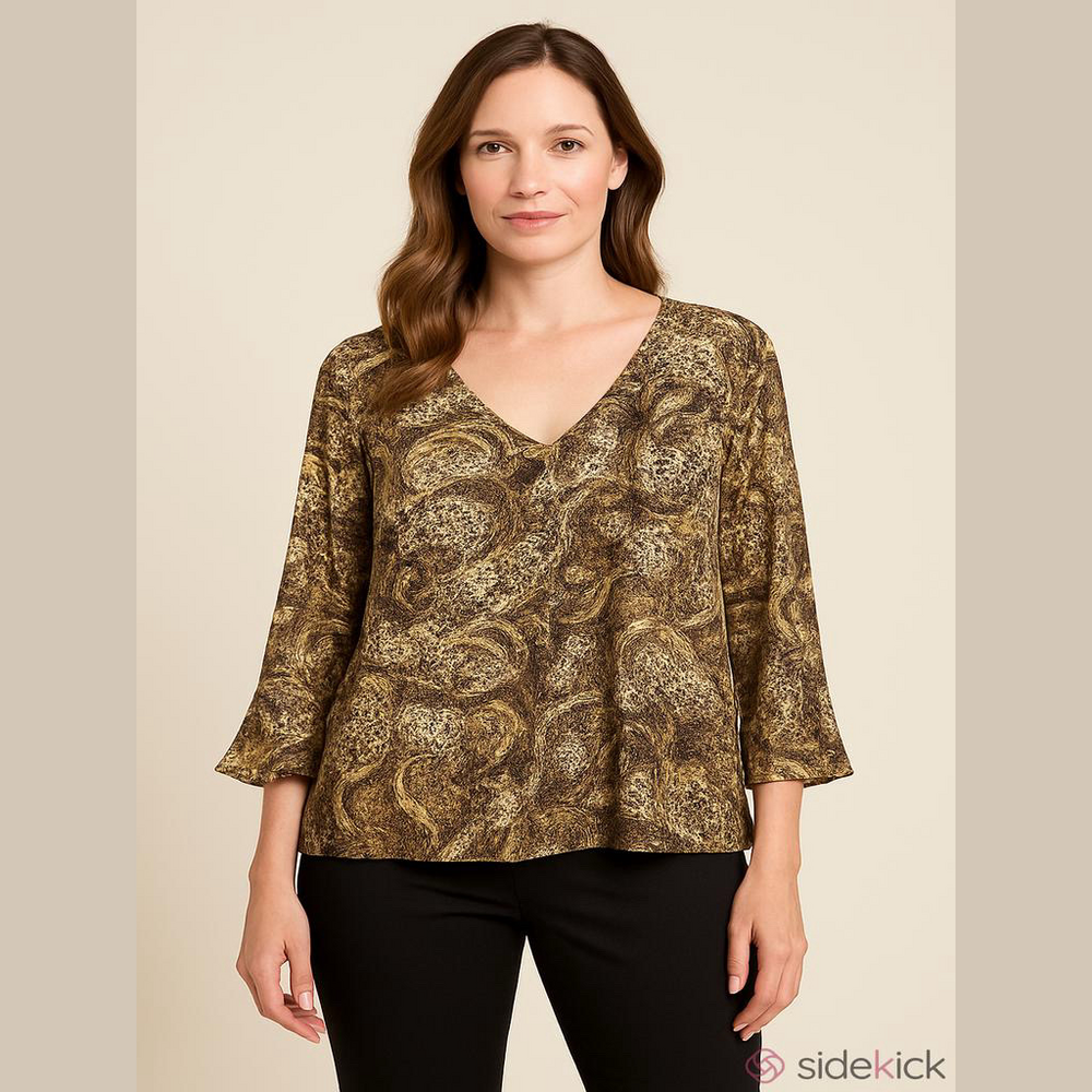 Cato Woman Blouse - Women's L - Animal Print V-Neck